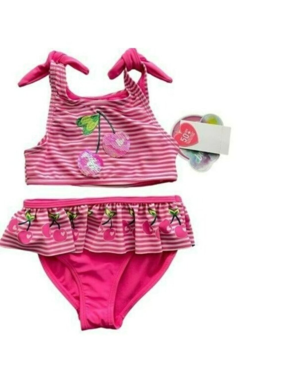 Btween Kids Girls Bikini Swimsuit Cherry Sequin Bathing Suit Size 4